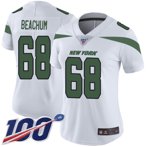 New York Jets Limited White Women Kelvin Beachum Road Jersey NFL Football #68 100th Season Vapor Untouchable